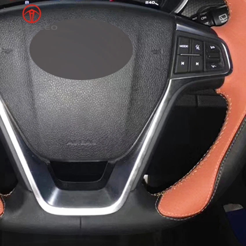 LQTENLEO черный оранжевый кожаный чехол для рулевого колеса автомобиля для Geely Vision X3 S1- Emgrand X7 Sport GL GT GS- King