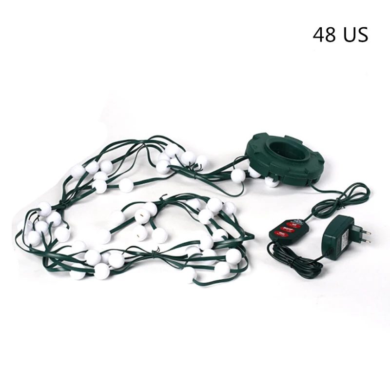 US Plug-48 48/64 огни ЕС США вилка Рождественская елка гирлянды светодиодный Рождественские Мигающие Огни наружное освещение D1 Декор - Испускаемый цвет: US Plug-48