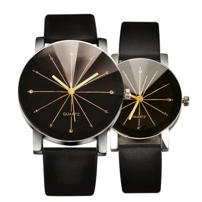 zegarki meskie Quartz Big Dial Men Women Casual watch Leather relogio masculino Round Case Black Clock Wristwatches Lovers watch black ink world map dial watch natural bamboo wood watch fashion casual leather men quartz analog round wristwatches clock male