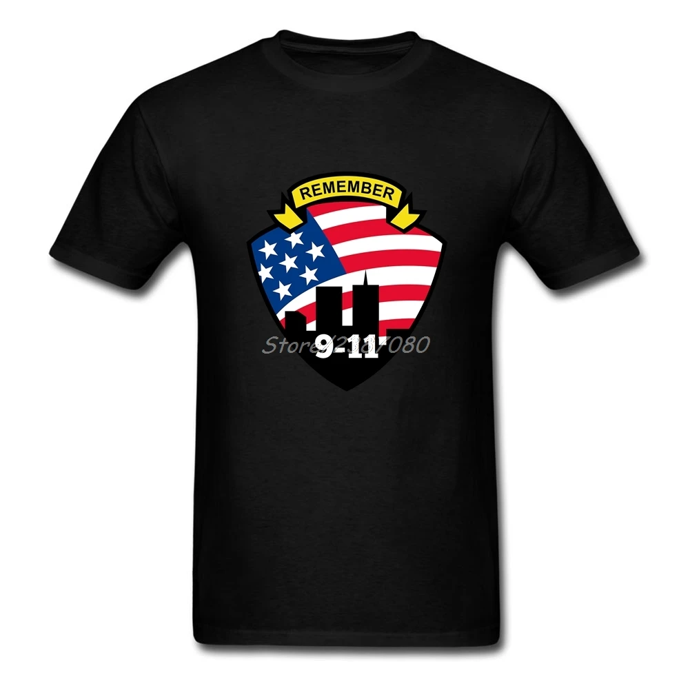 Remember 9-11 T Shirt Short Sleeve Custom Men's Clothes New Vegan 3XL Cotton American Flag Logo Mens Shirts | Мужская одежда