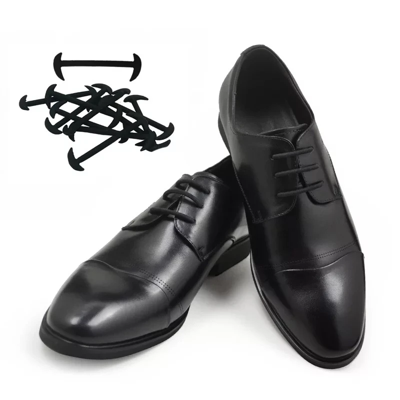 12pcs/set 3 Sizes Men Women Leather Shoes Lazy No Tie Shoelaces Elastic Silicone Shoe Lace Suitable 3 Colors L6