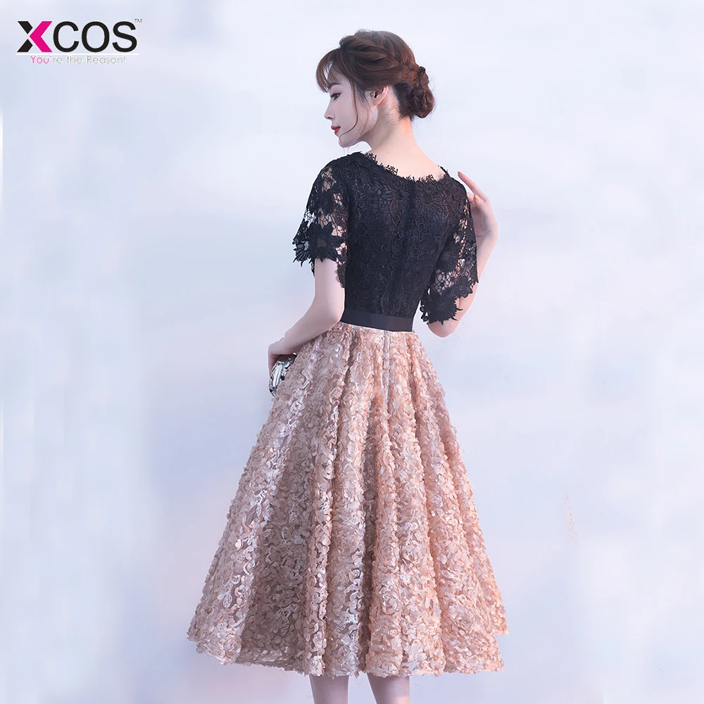 Vestido de festa новинка 2018 короткое платье для выпускного вечера черное с кружевом
