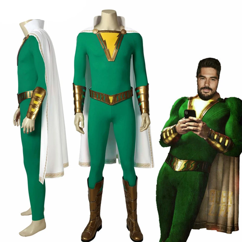 Shazam Freddy Freeman вечерние Плей вечеринка на Хэллоуин супергерой шазам зеленый костюм