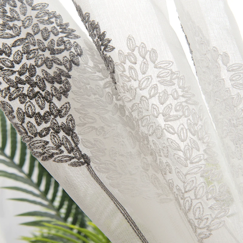 Dreampatar Convenient Punch-free Velcro Garden Leaf Jacquard Tulle Decorative Curtain Living Room Partition ML228A | Дом и сад
