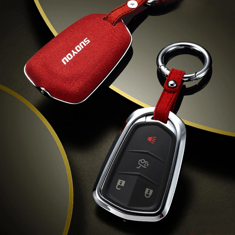 Genuine Leather Galvanized Alloy Car Key Case Cover For Cadillac ATS-L/XTS/XT5/CTS/CT6 Escalade ESV SRX TS-L BLS | Автомобили и
