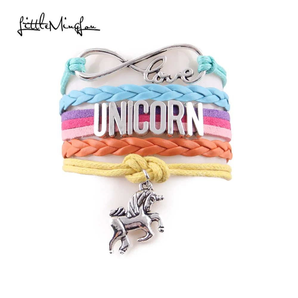Женский кожаный браслет с подвеской Infinity love unicorn браслеты ручной работы