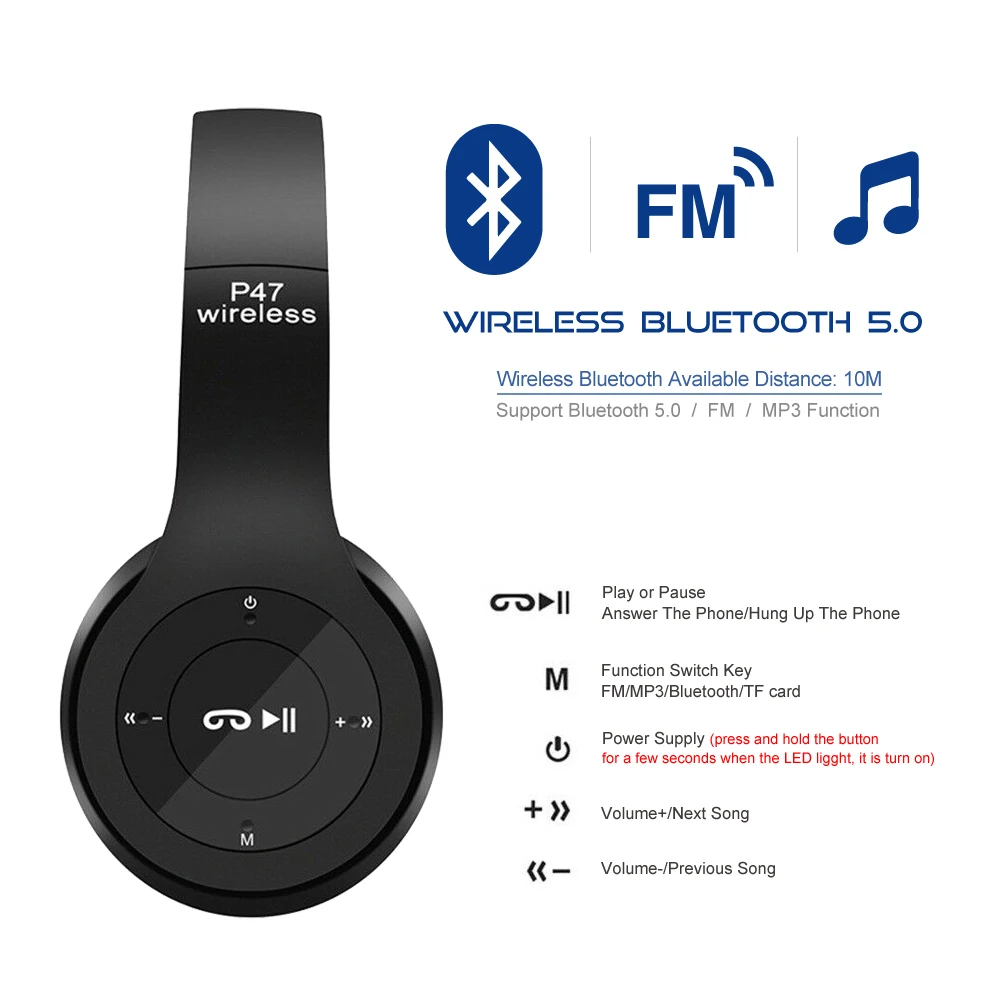 Беспроводные наушники Bluetooth Складная стереогарнитура EDR Наушники с микрофоном