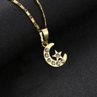 Новый модный бренд мусульманское ожерелье с подвеской в виде полумесяца золото Цвет ислама Луна, Звезды CZ Стразы ювелирные изделия из жемчуга для женщин подарок, оптовая продажа