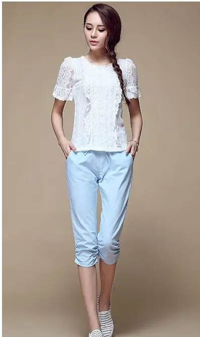 2022 Summer New Korean Style Women Fashion Loose Cotton and Linen Herem Pants Casual Pants Women Cropped Trousers