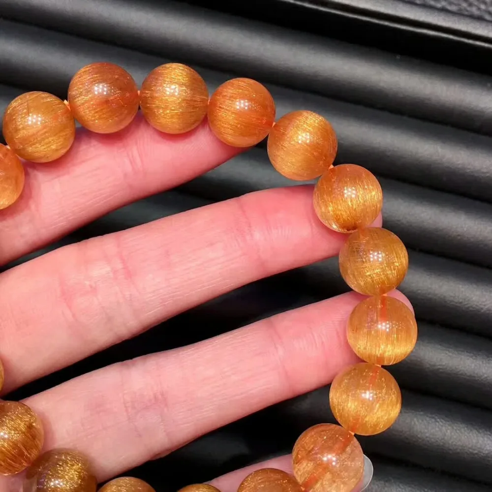 Сертификат 11 мм натуральный медный рутилированный кварцевый браслет Кристалл