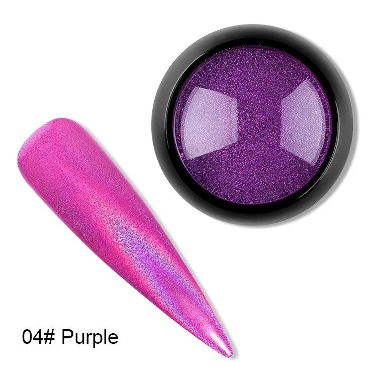 Purple 3D голографическая Лазерная пудра Радужный Блеск для ногтей Хамелеон хромированный порошок пигмент маникюрный гель для ногтей Лак Блеск пыль - Цвет: Purple