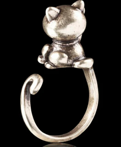 Wholesale Newest Fashion Retro Animal Jewelry Pet Lucky Cat Ring Couple Transport Finger Creative Birthday Gift-12Pcs /Lot | Украшения и