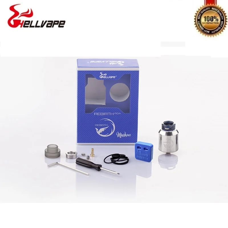 Оригинал Hellvape Rebirth 24 мм RDA Vape бак 810 капельный наконечник одна катушка сборка для