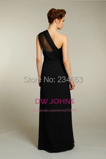 2014 New One Shoulder Ruched Chiffon A-line Bridesmaid Dresses with Floor Length Sleeveless Short Wedding Party Formal Gown | Свадьбы и