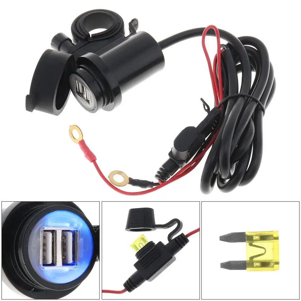 12V DC 5V 2A ABS цилиндрическое водонепроницаемое двойное USB зарядное устройство для