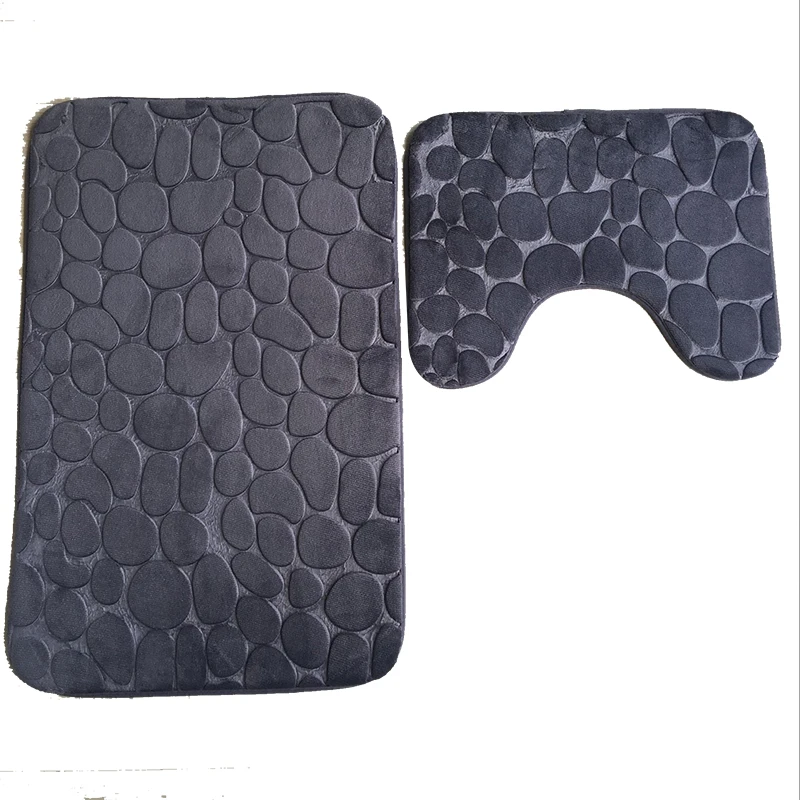 Zeegle 3D Embossed Bathroom Mat Set Bathroom Carpet Toilet Lid Cover Bath Mat For Home Decoration Absorbent Bathroom Rugs Set