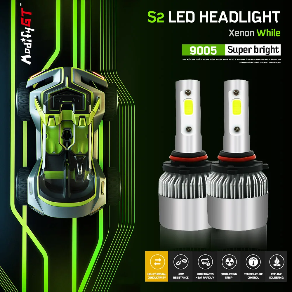 Modifygt S2 H4 led H7 H11 H1 H3 9005 9006 72 Вт 8000LM 6000 К 12 В Автомобильные светодиодные лампы для фар