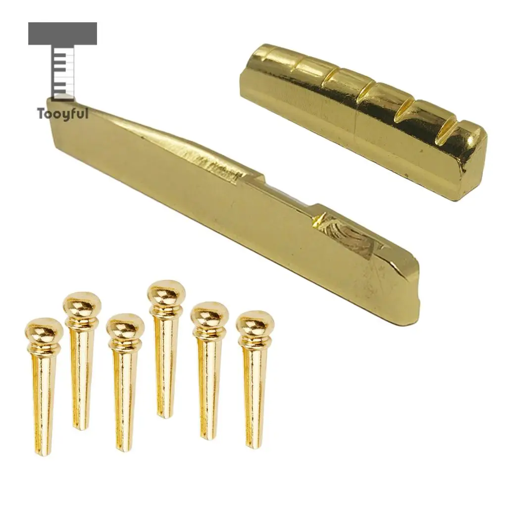Tooyful латунные мостовые штифты Peg Saddle Nut Набор для 6-струнных аксессуаров