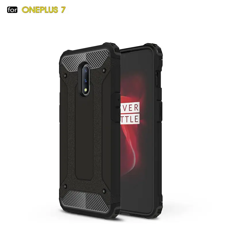 Для OnePlus 7 армированный Гибридный Жесткий Силиконовый противоударный чехол для OnePlus 7 Pro 1 7 чехол для телефона s твердая задняя крышка Capa Funda One plus 7 - Цвет: black