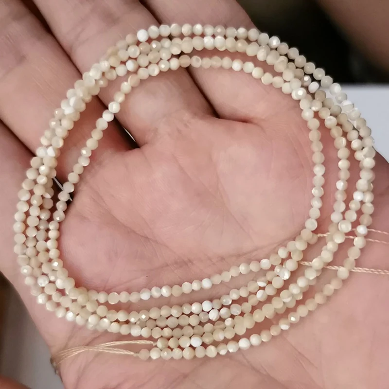 shell beads Граненые 2/3/4 мм Натуральный Камень Бисер Розовый кристалл кварца Драгоценный Камень Бисер для изготовления ювелирных изделий бисером браслетов или бус своими руками - Цвет: shell beads
