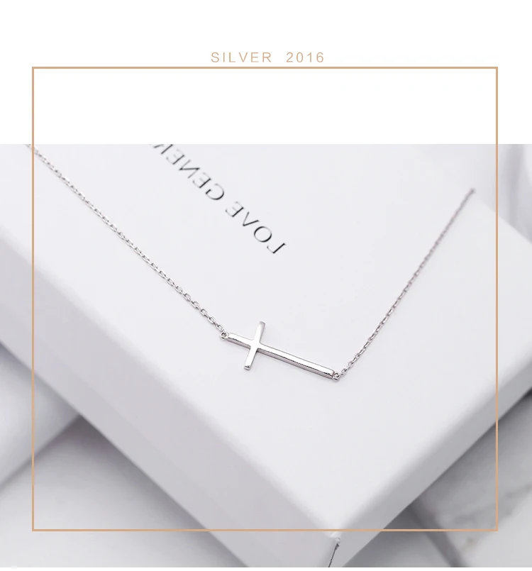 Bijoux Мода 925 серебро длинный крест ожерелье s для женщин эффектное колье свадебное ожерелье девушки вечерние подарок