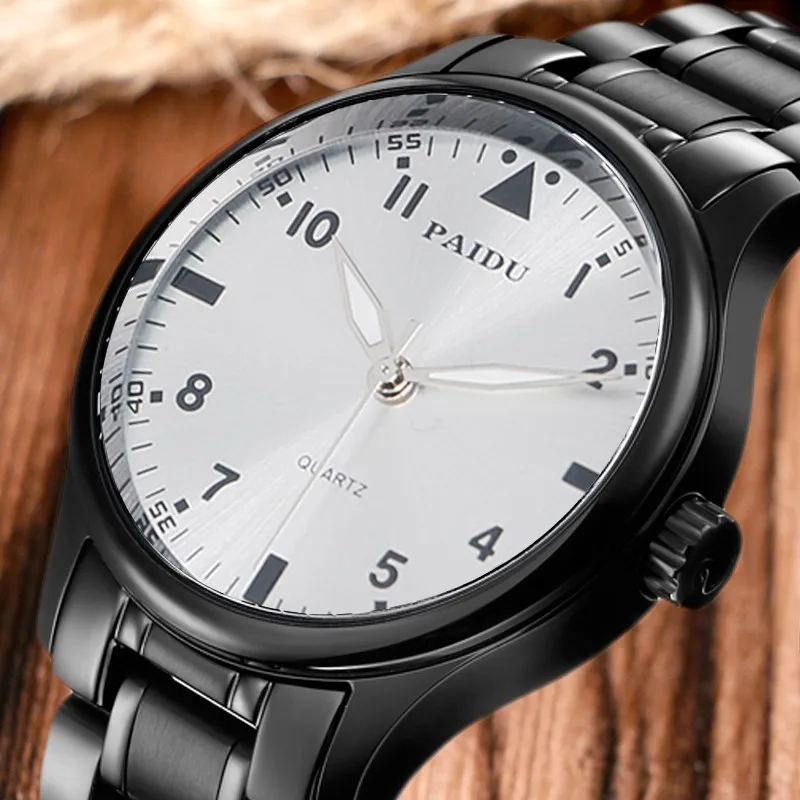 

Paidu Cool Men Pilot Watch Luxury Dashborad Dial Full Stainless Steel Business Male Dress Wristwatch High Quality Military Clock