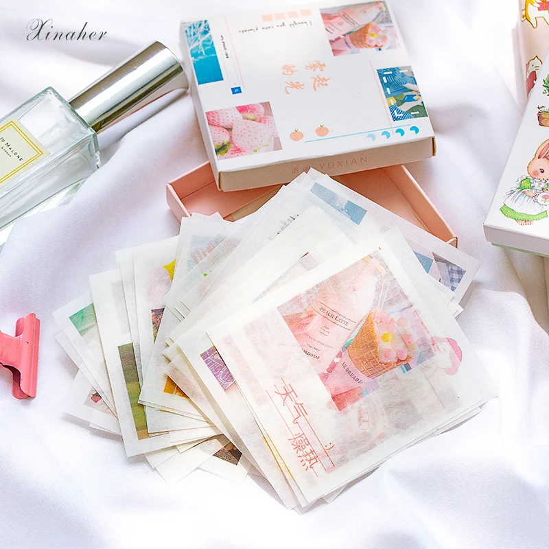 XINAHER 50sheets/Bag sea animals flower plant life paper sticker package DIY diary decoration sticker album scrapbooking