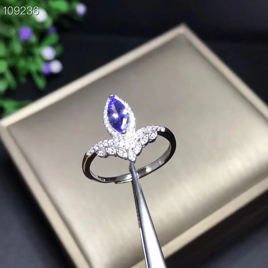 Кольцо из натурального танзанита, модное, драгоценное качество, глубокий цвет, серебро 925 пробы, Настраиваемый размер