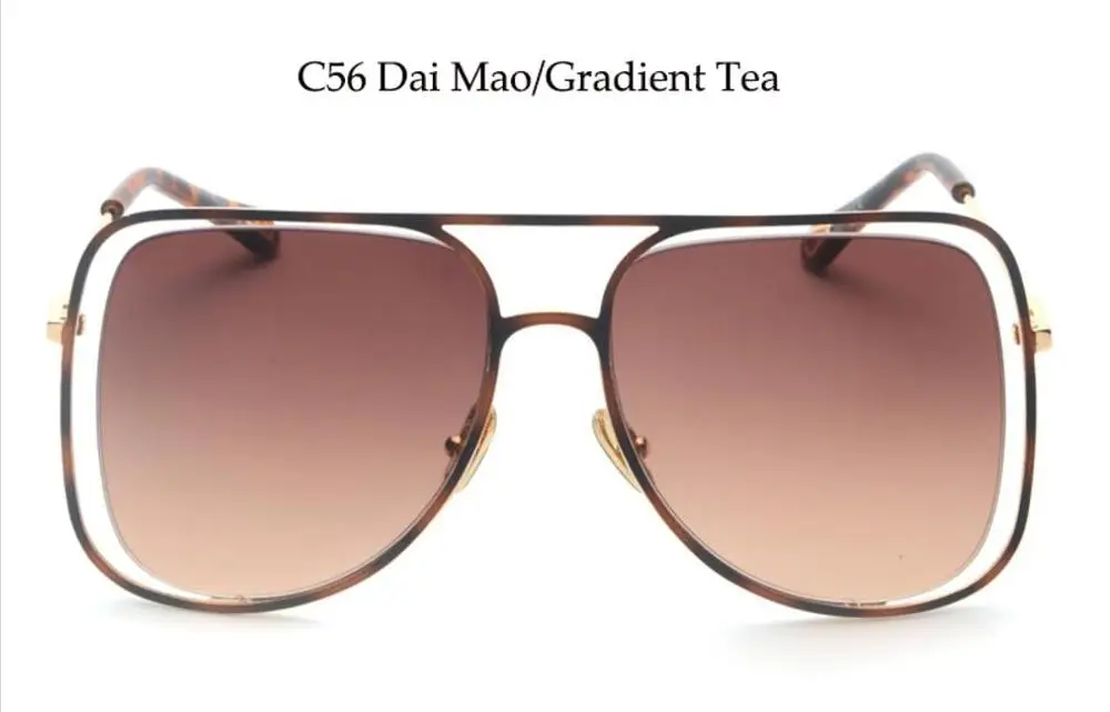 C56 dai mao tea Женские квадратные солнцезащитные очки poppy, пилот, дизайнерские, брендовые, Роскошные, винтажные, солнцезащитные очки, женские очки, с вырезами, тонированные, коричневые солнцезащитные очки - Цвет линз: C56 dai mao tea