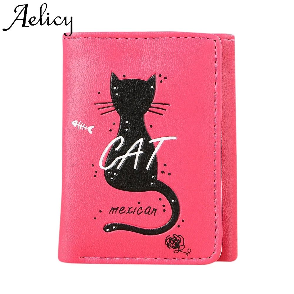 Aelicy женский простой короткий кошелек с кошкой для монет Высококачественная