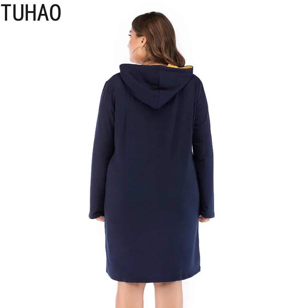 Женское платье с капюшоном TUHAO Повседневное большого размера 5XL 4XL 3XL карманами и