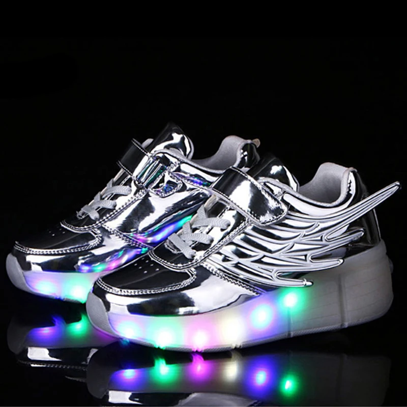 2019 Boys ShoesChildren Led Light Shoes Kids Sneakes with Wheels Roller Skate Glowing Sneakers for Girls | Детская одежда и обувь