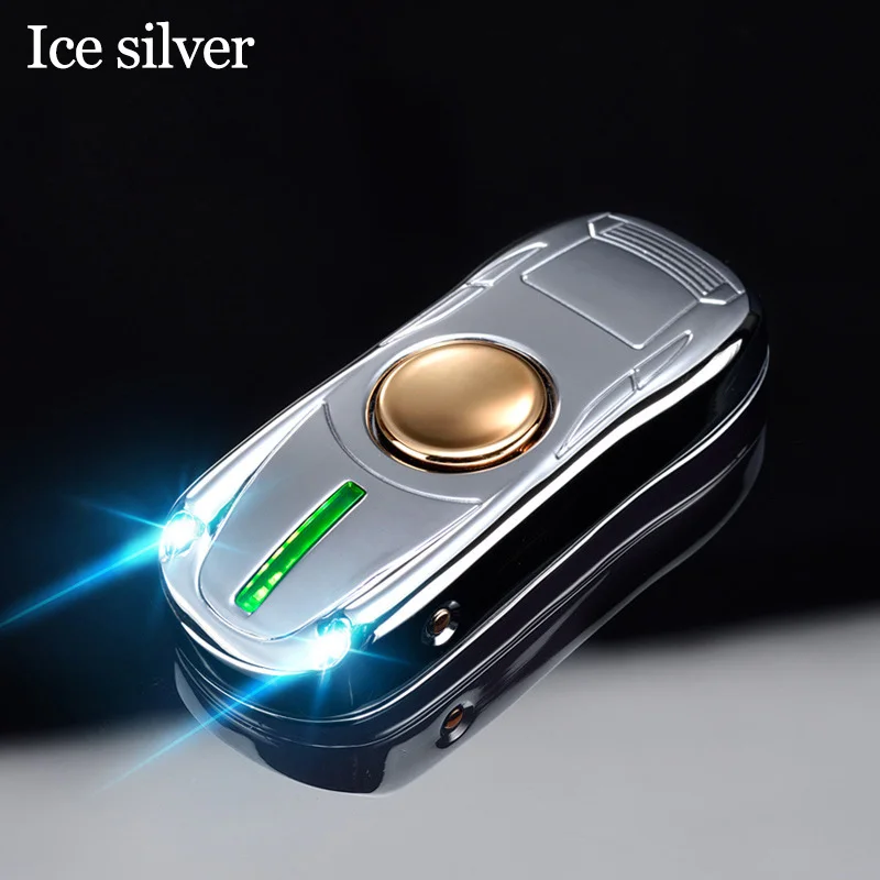 Ice silver USB Зажигалка перезаряжаемая спиральная Гироскопическая игрушка пальцевая Зажигалка ручной ротатор зарядка ветрозащитная плазменная зажигалка с освещением - Цвет: Ice silver