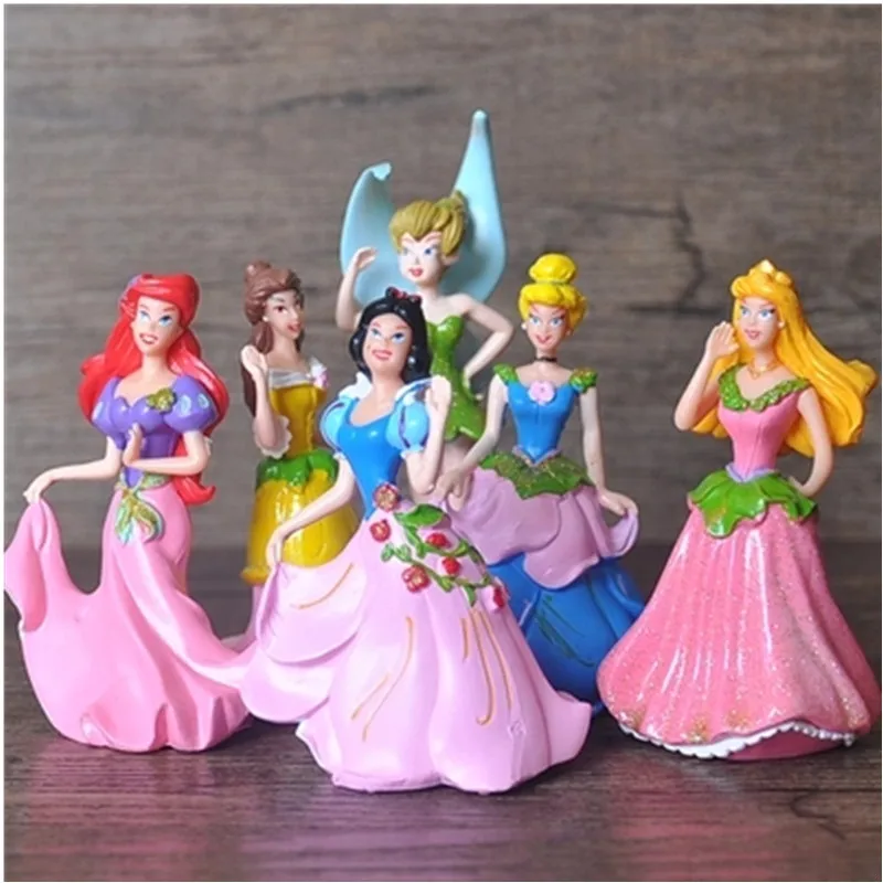 Disney 6 шт./компл. 8 см ПВХ Кошка аниме Белоснежка Принцесса Золушка фигурка кукла