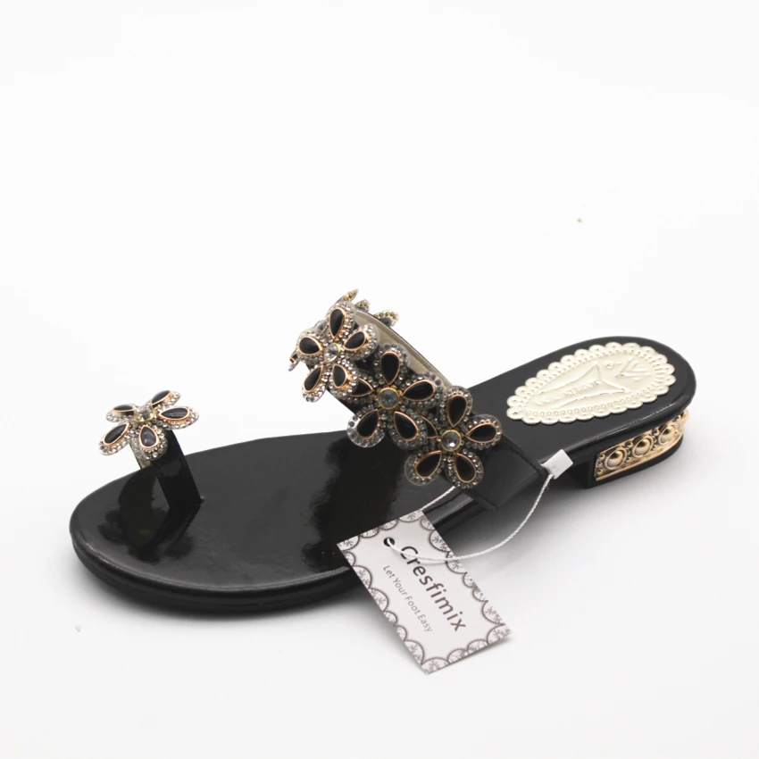 

Cresfimix women casual spring & summer beach flip flops female cute crystal flat slip on flip flops fashion white flip flop a586
