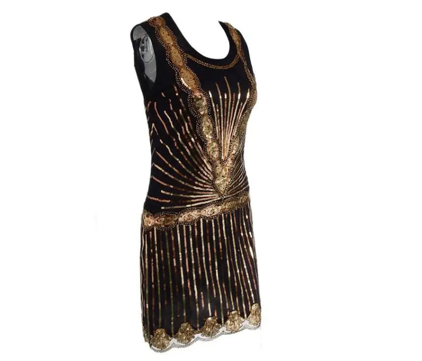 Женское винтажное платье без рукавов Gatsby блестящее Новогоднее в стиле ар деко с