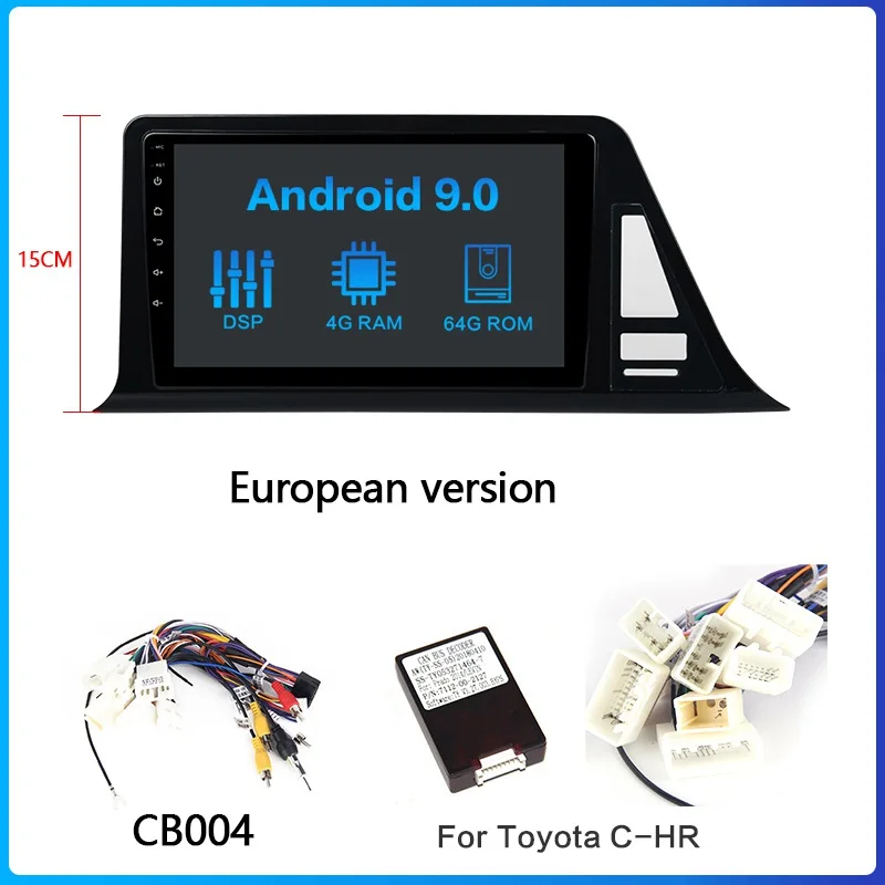 Dasaita Автомагнитола 1din Android 9,0 Автомобильная магнитола для Toyota C-HR CHR gps стерео " ips экран 64 Гб rom - Цвет: For European Version