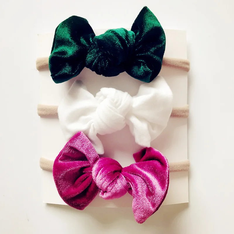 3 шт./компл. нейлоновые повязки на голову с бантом для девочек эластичная