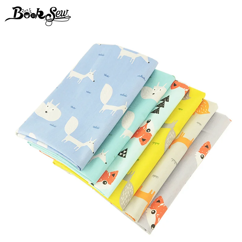 Booksew 100% хлопчатобумажная саржевая ткань 6 шт./лот 40 см x 50 домашний текстиль