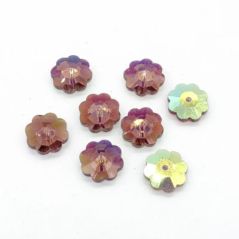 30 шт. шитье на цветок сливы из кристаллов пуговицы бусины DIY 10 мм - Цвет: purple
