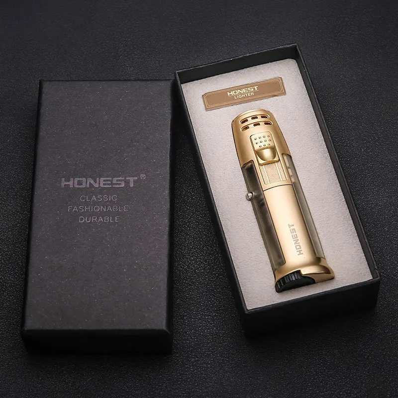 

Pen Torch Lighter Compact Jet Turbo Pipe Lighter Windproof Metal Cigar Spray Gun Lighter 1300 C Butane Fixed Fire No Gas
