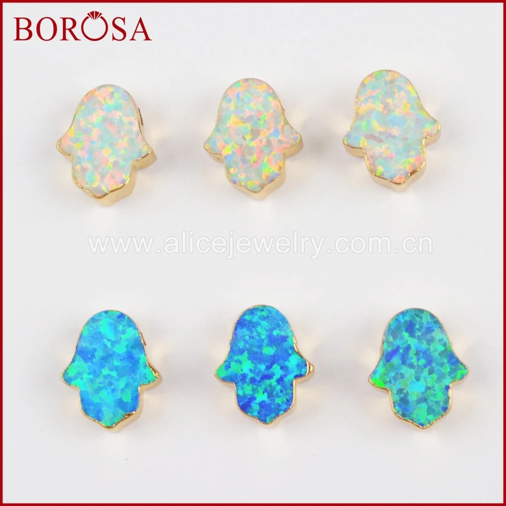 Оптовая продажа от BOROSA 10 шт. золотой цвет хамса ручной работы опаловые бусины