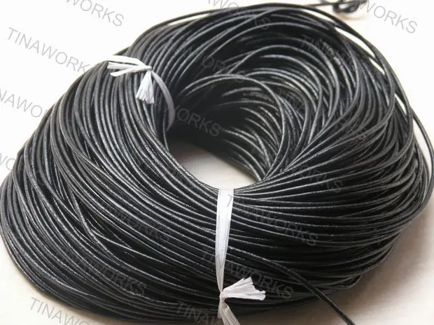 

FREE SHIPPING 100m Black Real Leather Necklace Cord/String Without Clasp 2.5mm