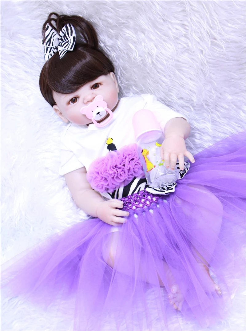 

Lifelike reborn Baby Dolls Bebe girl Reborn Boneca Real fashion de silicone baby menina 55 cm with baby dress kids bath toy gift