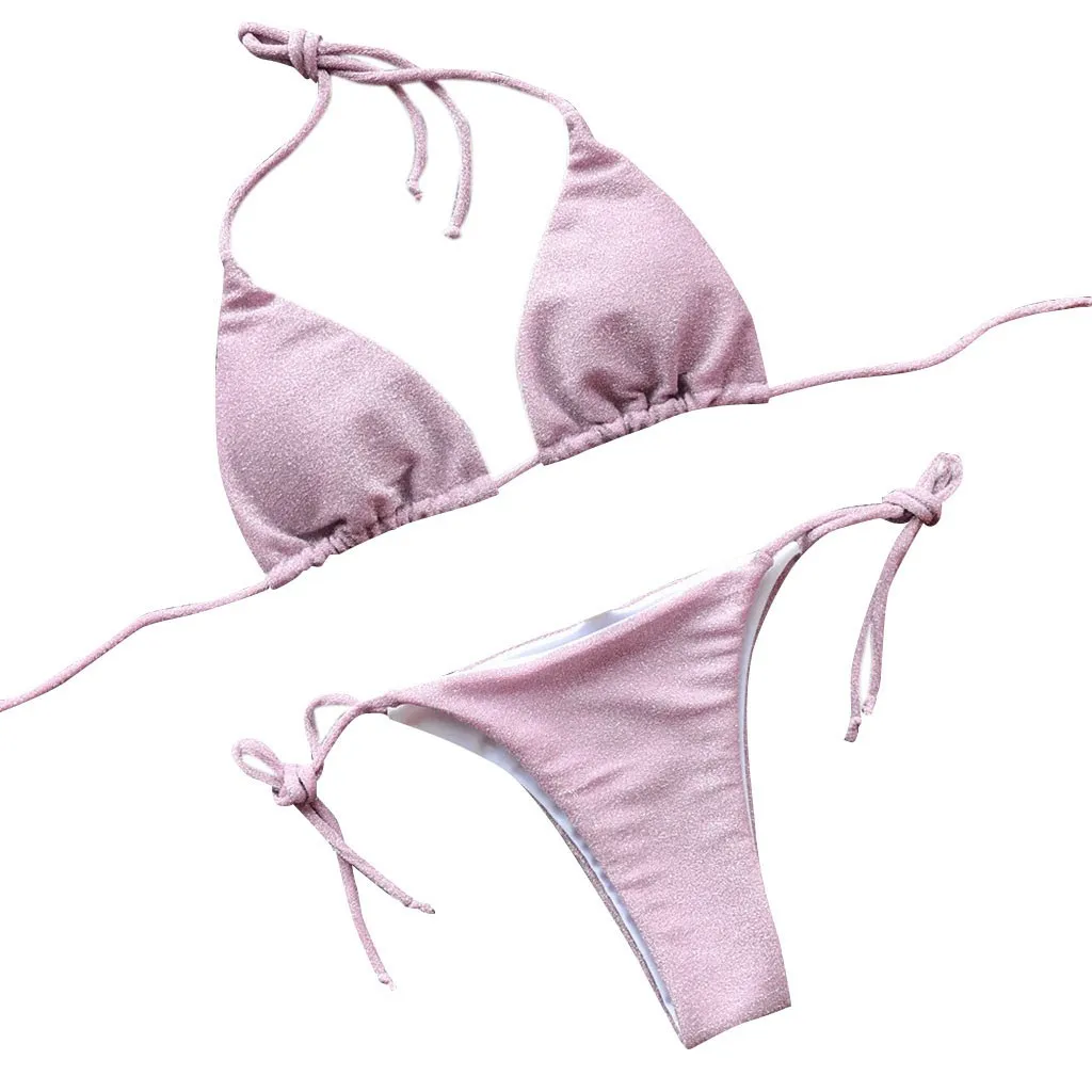 Pink KLV, сексуальный женский купальник, пуш-ап, бюстгальтер с подкладкой, полосатый бандаж, бикини, пуш-ап, бразильский принт, купальник, комбинезон# C - Цвет: Pink