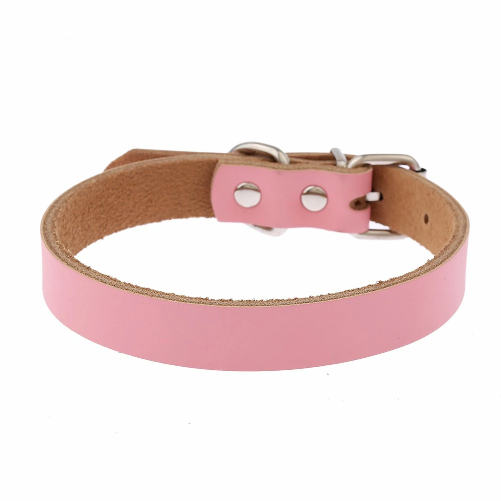 Solid Real Leather Pet Dog Collar With Buckle Adjustable Collars For Small medium Dogs Puppy Neck Accessories Products 20E | Дом и сад