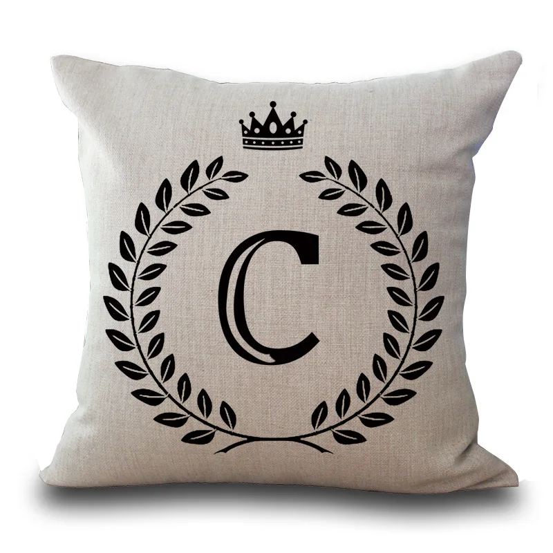 26 подушка с буквами чехол Crown 45*45 см хлопок лен для подушки декоративная наволочка