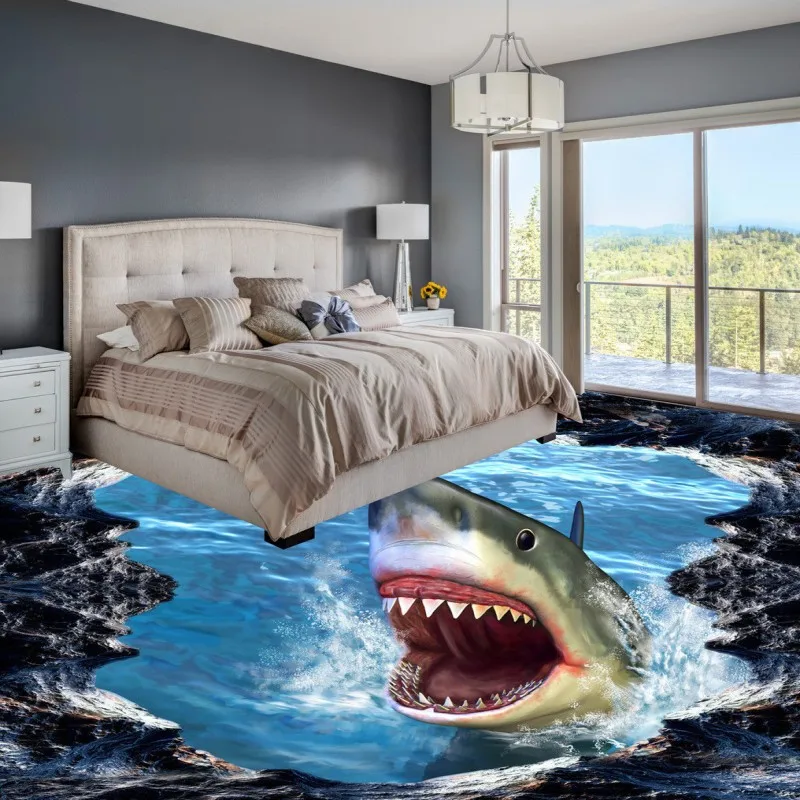 Бесплатная доставка Акула 3D Пол картина утолщенная Нескользящая Гостиная Ванная