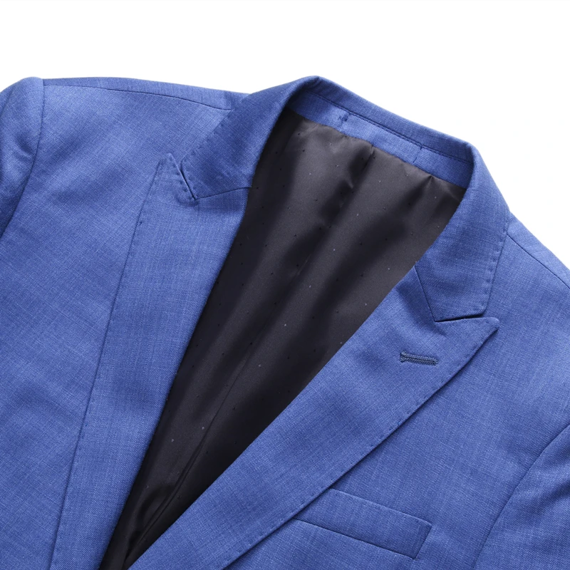 Slim Fit Для мужчин костюмы для свадьбы одной кнопки темно синий светло голубой s