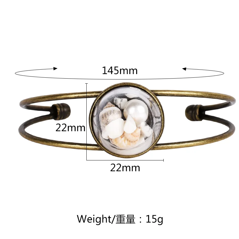 Новинка 2017 года Ретро В виде ракушки Стекло браслет Медь Открыть Браслет для Для